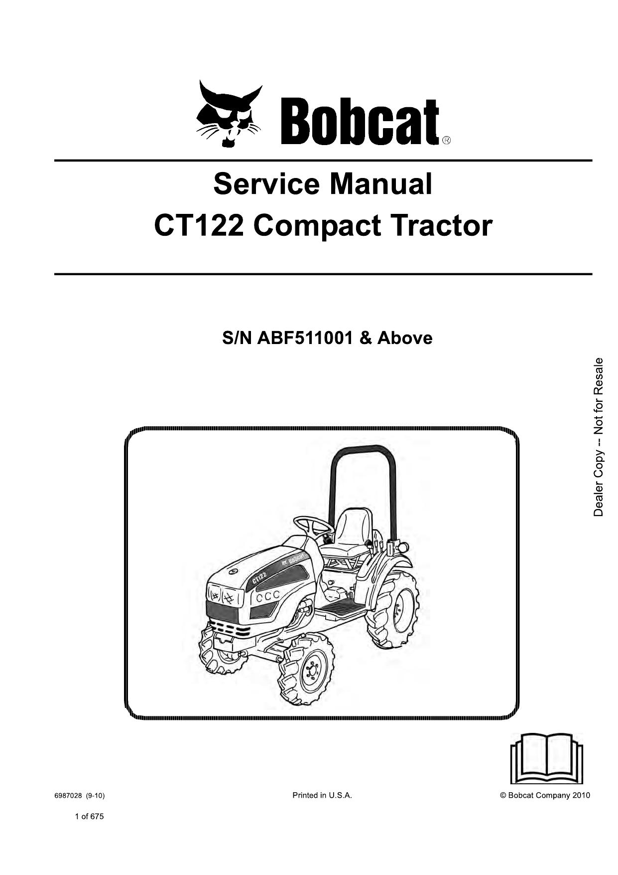 CT122 Compact Tractor Service Manual Bobcat